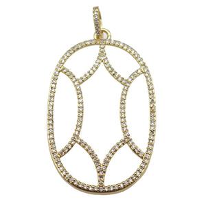 copper Tortoise pendant paved zircon, gold plated, approx 28-42mm [FN25054]