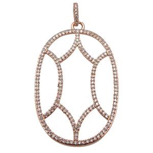 copper Tortoise pendant paved zircon, rose gold, approx 28-42mm [FN25055]