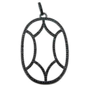 copper Tortoise pendant paved zircon, black plated, approx 28-42mm [FN25057]