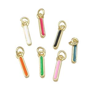 copper Letter-I pendant with enamel, mixed, gold plated, approx 8-9mm [FN25073]
