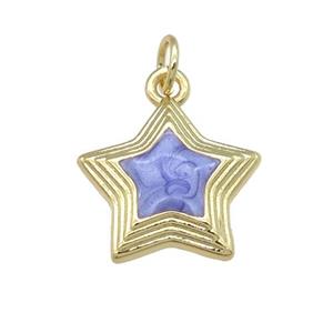 copper Star pendant with lavender enamel, gold plated, approx 15mm [FN25117]
