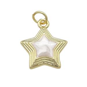 copper Star pendant with white enamel, gold plated, approx 15mm [FN25118]