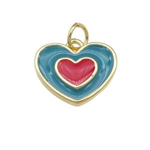 copper Heart pendant with teal enamel, gold plated, approx 12-15mm [FN25124]