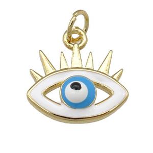 copper Evil Eye pendant with enamel, blue, gold plated, approx 12-15mm [FN25131]