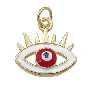copper Evil Eye pendant with enamel, red, gold plated, approx 12-15mm [FN25134]