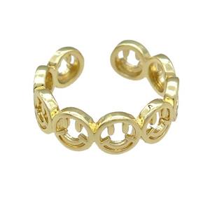 gold plated copper Ring, approx 6mm, 17mm dia [FN25144]