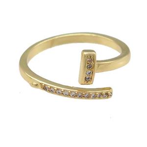 copper Ring paved zircon, gold plated, approx 6mm, 18mm dia [FN25145]