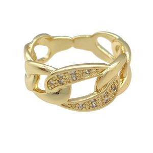 copper Ring paved zircon, gold plated, approx 9mm, 16mm dia [FN25146]