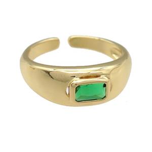 copper Ring paved green zircon, gold plated, approx 7mm, 17mm dia [FN25147]