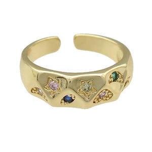 copper Ring paved zircon, gold plated, approx 7mm, 18mm dia [FN25151]