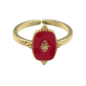 copper Ring with red enamel, gold plated, approx 8-15mm, 18mm dia [FN25170]