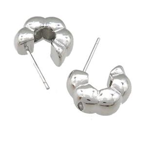 copper Stud Earring, platinum plated, approx 12mm [FN25215]