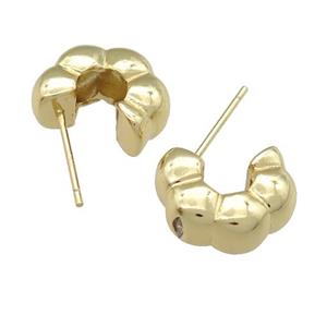 copper Stud Earring, gold plated, approx 12mm [FN25216]