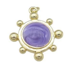 copper Tortoise pendant with lavender enamel, gold plated, approx 22mm [FN25275]