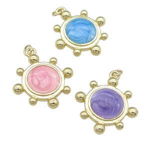 copper Tortoise pendant with enamel, gold plated, mixed, approx 22mm [FN25277]