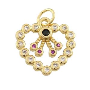 copper heart pendant paved zircon, gold plated, approx 15mm [FN25281]