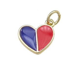 copper Heart pendant with purple red enamel, gold plated, approx 10-11mm [FN25294]