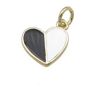 copper Heart pendant with black white enamel, gold plated, approx 10-11mm [FN25296]