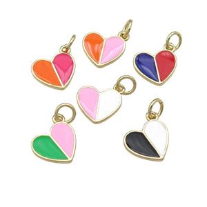 copper Heart pendant with enamel, gold plated, mixed, approx 10-11mm [FN25297]