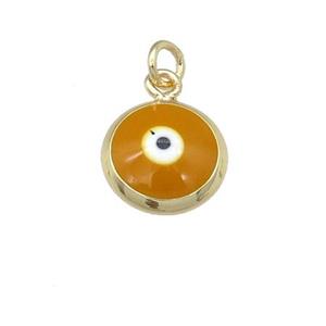 copper Evil Eye pendant with brown enamel, gold plated, approx 10mm [FN25337]
