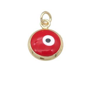 copper Evil Eye pendant with red enamel, gold plated, approx 10mm [FN25341]