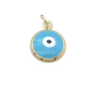 copper Evil Eye pendant with blue enamel, gold plated, approx 10mm [FN25342]
