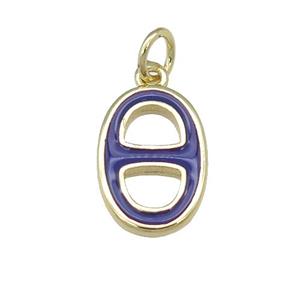copper nose pendant with purple enamel, gold plated, approx 9-14mm [FN25347]