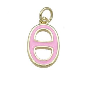 copper nose pendant with pink enamel, gold plated, approx 9-14mm [FN25349]