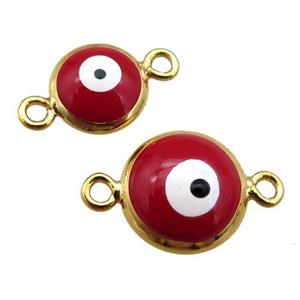 copper Evil Eye connector with red enamel, gold plated, approx 8mm [FN25365-8MM]