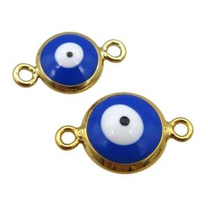 copper Evil Eye connector with blue enamel, gold plated, approx 10mm [FN25367-10MM]