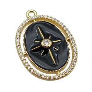 copper northStar pendant paved zircon with black enamel, gold plated, approx 18-23mm [FN25389]