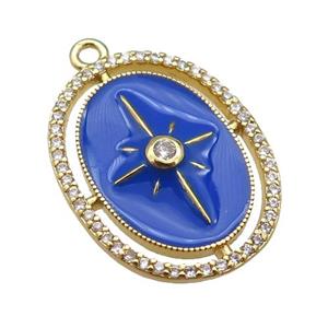 copper northStar pendant paved zircon with royalblue enamel, gold plated, approx 18-23mm [FN25392]