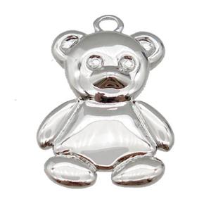 copper Bear pendant, platinum plated, approx 15-20mm [FN25394]