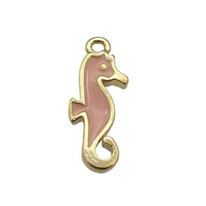 copper SeaHorse pendant with enamel, gold plated, approx 7-14mm [FN25406]