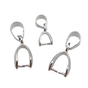 copper pinch bail, platinum plated, approx 7mm wide [FN25417-7MM]