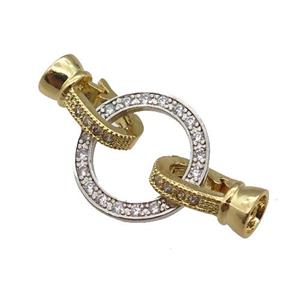copper Clasp paved zircon, gold plated, approx 7-13.5mm, 16mm [FN25427]