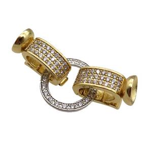 copper Clasp paved zircon, gold plated, approx 11-17mm, 16mm [FN25429]