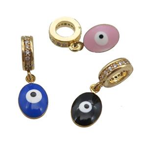 copper Evil Eye pendant with enamel, gold plated, mixed, approx 7-9mm, 8mm, 5mm hole [FN25437]