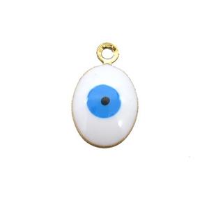 copper Evil Eye pendant with white enamel, gold plated, approx 7-9mm [FN25457]