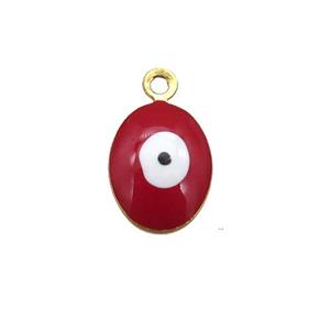 copper Evil Eye pendant with red enamel, gold plated, approx 7-9mm [FN25459]