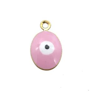 copper Evil Eye pendant with pink enamel, gold plated, approx 7-9mm [FN25461]