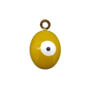 copper Evil Eye pendant with yellow enamel, gold plated, approx 7-9mm [FN25462]
