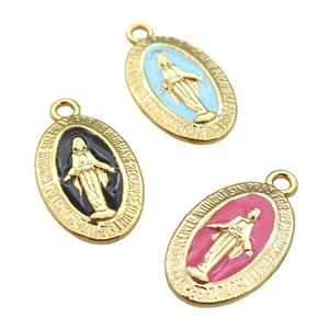 copper Jesus pendant with enamel, gold plated, mixed, approx 12-18mm [FN25473]
