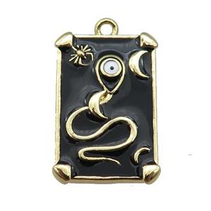 copper Tarot Card pendant with black enamel, gold plated, approx 12-20mm [FN25490]