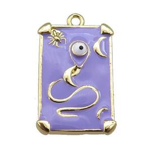copper Tarot Card pendant with lavender enamel, gold plated, approx 12-20mm [FN25492]