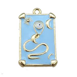 copper Tarot Card pendant with blue enamel, gold plated, approx 12-20mm [FN25494]