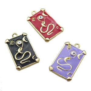 copper Tarot Card pendant with enamel, gold plated, mixed, approx 12-20mm [FN25495]
