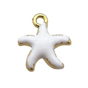 copper Starfish pendant with white enamel, gold plated, approx 13mm [FN25496]