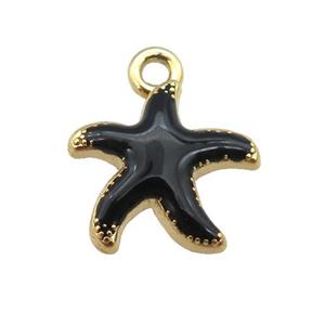 copper Starfish pendant with black enamel, gold plated, approx 13mm [FN25497]