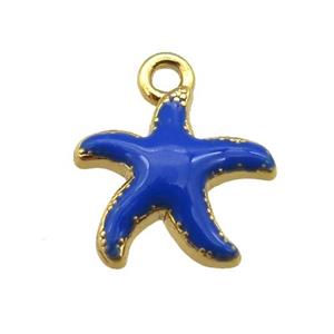 copper Starfish pendant with royalblue enamel, gold plated, approx 13mm [FN25499]